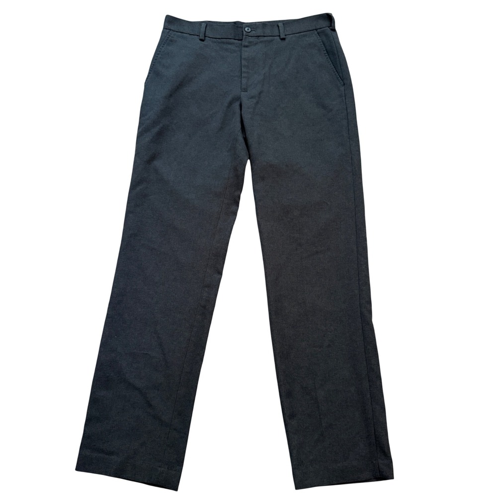Van Heusen Traveler Dress Pants Mens 32x32 Gray Straight Leg Flat Front Trousers